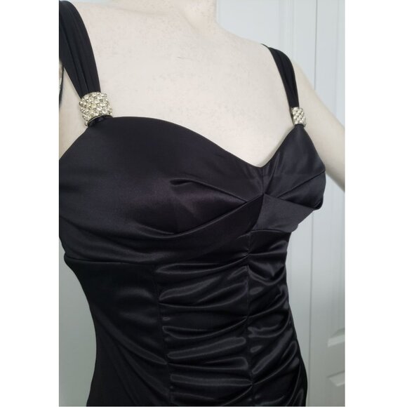 BNWT Love Tease Black Satin Short Dress Semi Formal Size 5 Ruched front and back - Picture 4 of 12